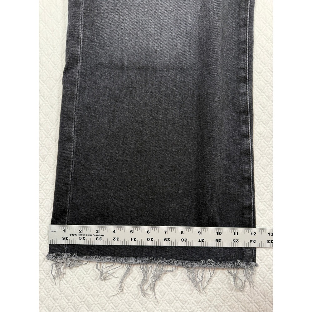 PAIGE Anessa Grunge Edgy Boho High Rise Wide Leg Jeans Fade Blk Raw Hem Fits 33 - Picture 7 of 8